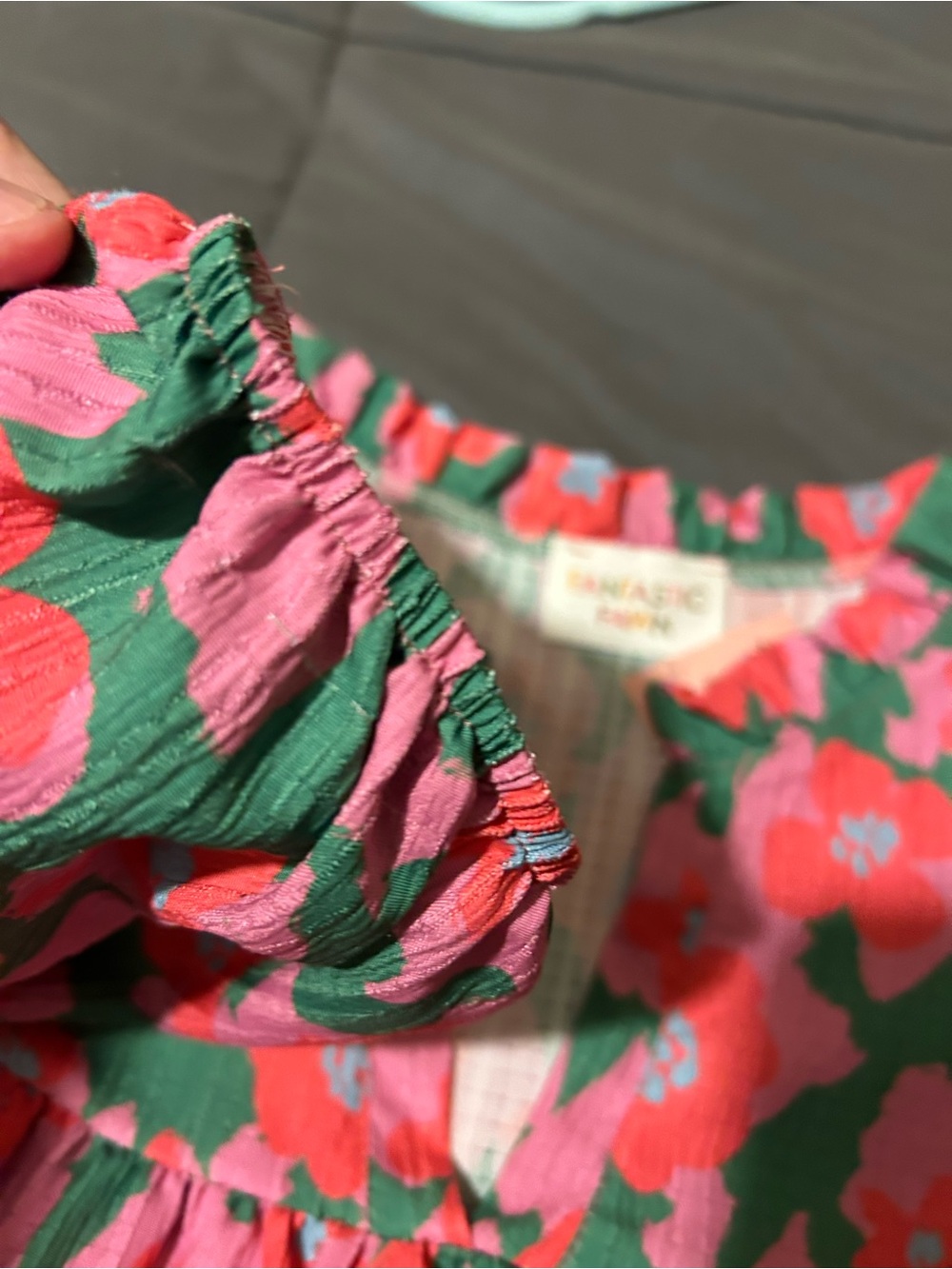 Fantastic Fawn Floral Ruffle Dress in Green, Pink & Red - Picture 4 of 4